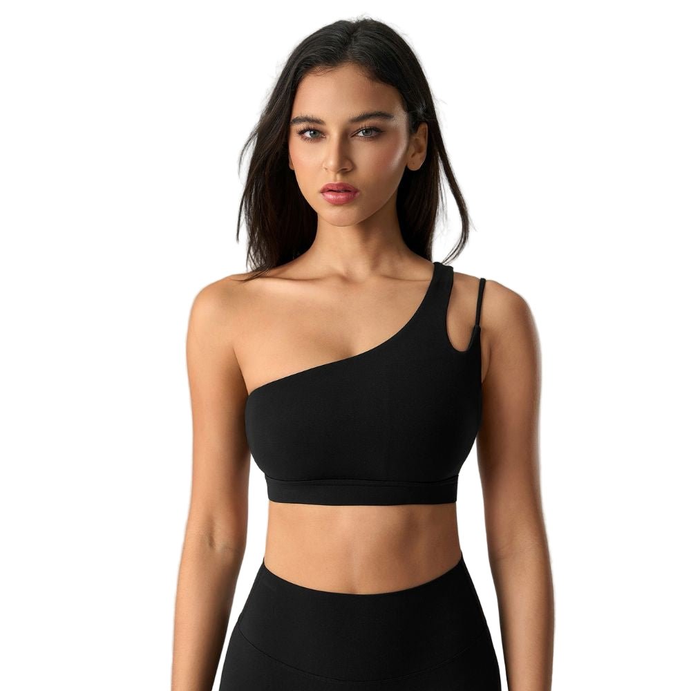 Magic Asymmetric One Shoulder Sports Bra | Breathable Removable Pads - Magic Bra